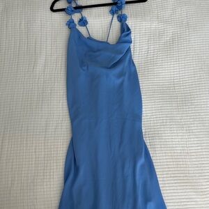 Abercrombie & Fitch Strapless Blue Dress with Floral Accents